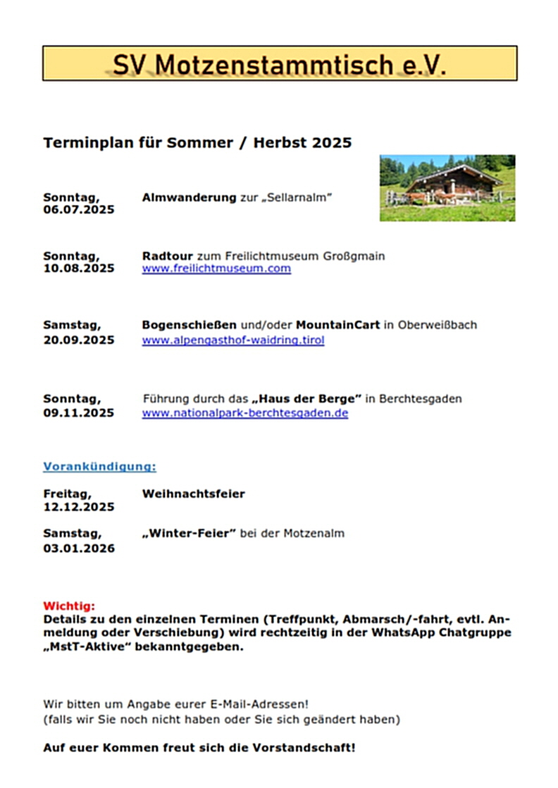 Rundschreiben Sommer 2025 - Herbst 2025 Homepage